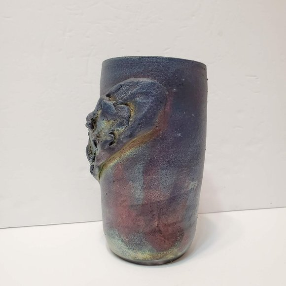 Iridescent Metallic Raku Pottery Vase, Signed - Picture 6 of 11